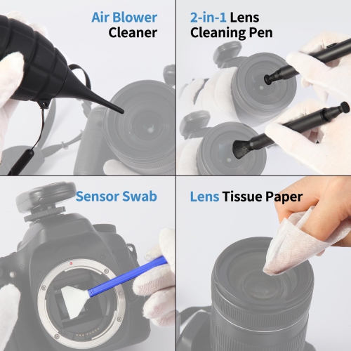 14-in-1 Camera Lens Cleaning Kit-Includes Advanced Large Silicone Air Blower,2in1 Lens Cleaning Pen,Dry Swabs, Cleaning Paper,30 ML Optical Lens