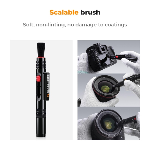Stylo de nettoyage d'objectif, 3 fonctions deux-en-un PCS avec brosses de nettoyage et pointes de carbone, adapté pour le nettoyage de l'objectif de