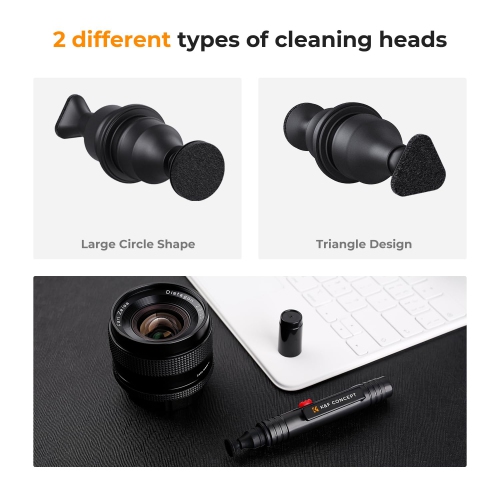 Stylo de nettoyage d'objectif, 3 fonctions deux-en-un PCS avec brosses de nettoyage et pointes de carbone, adapté pour le nettoyage de l'objectif de