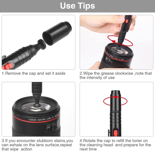 Trousse de nettoyage 17-en-1 pour appareils photo reflex numériques, avec souffleur d'air/stylo de nettoyage/détergent/chiffon de nettoyage/brosse