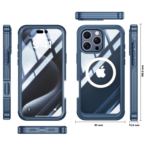 Magnetic Case for iPhone 16 Pro Max 6.9" [MagSafe Compatible] Full Body Military Drop Protection with 9H Tempered Glass Screen Protector, Anti-Yellow