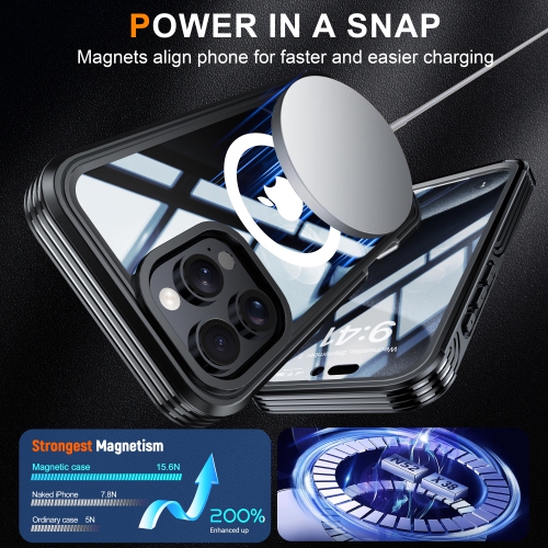 Magnetic Case for iPhone 16 Pro Max 6.9" [MagSafe Compatible] Full Body Military Drop Protection with 9H Tempered Glass Screen Protector, Anti-Yellow