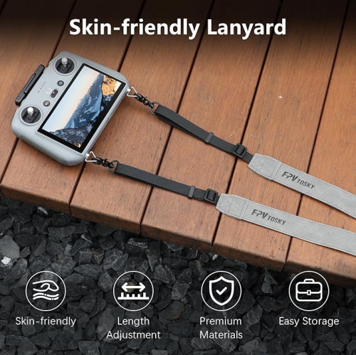 FPVtosky Lanyard for DJI RC & RC Pro Controller, DJI Mini 3 Pro Lanyard RC Neck Strap, Soft Leather Lanyard Compatible with Mavic 3 / Air 2s / Mini 2
