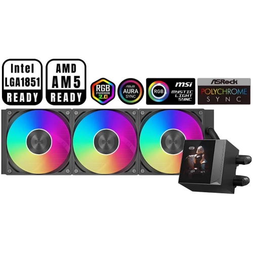 PCCOOLER CPS DC360 Pro ARGB Display AIO CPU Liquid Cooler, 360mm Radiator, 310W TDP, Customizable 2.4" IPS LCD Display, for Intel LGA