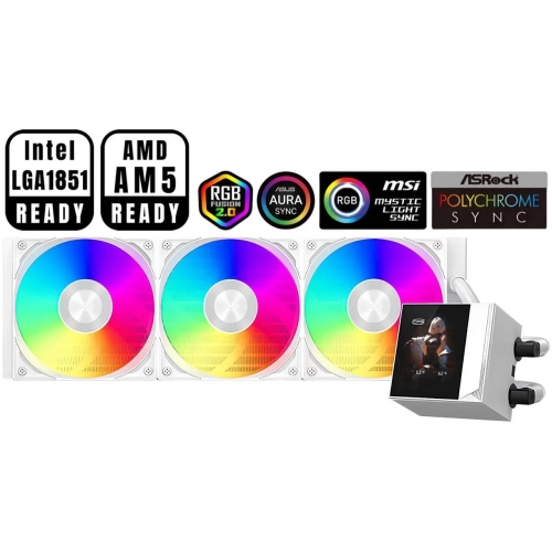 PCCOOLER CPS DC360 Pro ARGB Display AIO CPU Liquid Cooler, 360mm Radiator, 310W TDP, Customizable 2.4" IPS LCD Display, for Intel LGA