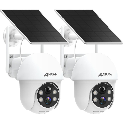 ANRAN 2K Security Camera Wireless Outdoor, Solar Outdoor Camera with 360° View, Smart Siren, Pan Tilt Control, 2-Way Talk and more - 2 Pack