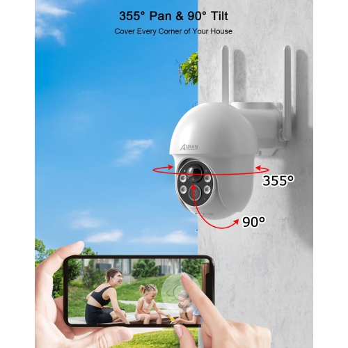 ANRAN 2K Security Camera Wireless Outdoor, Solar Outdoor Camera with 360° View, Smart Siren, Pan Tilt Control, 2-Way Talk and more - 2 Pack