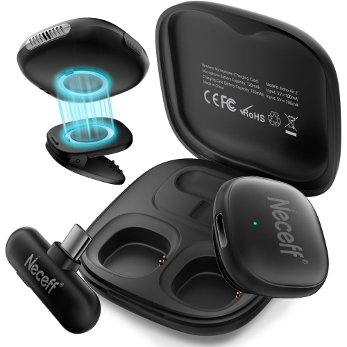 GENERIC  Neceff Wireless Microphone for Iphone & Android, Mini Lavalier Microphone w Ai Noise Cancelation, 48Khz/24Bit, Magnetic Mini Lapel Mic For