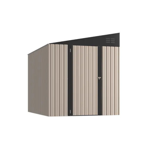 AECOJOY 6' x 8' Lean to Storage Shed Outdoor Storage, Storage Cabinet Shed Metal Wall Side Storage Sheds, Grey