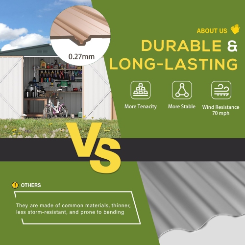 Remises de rangement AECOJOY en métal de 8 x 10 pi pour abri de jardin extérieur en acier avec portes verrouillables