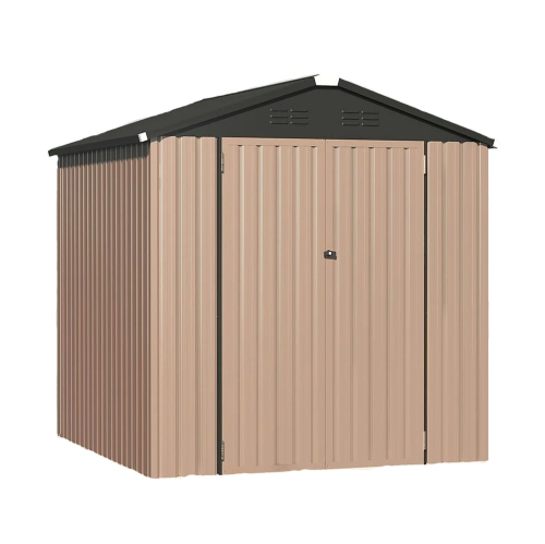 Remises de rangement AECOJOY en métal de 7 x 7 pi pour abri de jardin extérieur en acier avec portes verrouillables
