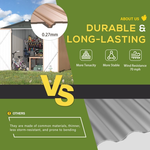 Remises de rangement AECOJOY en métal de 7 x 7 pi pour abri de jardin extérieur en acier avec portes verrouillables