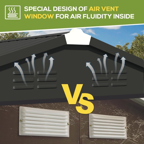 Remises de rangement AECOJOY en métal de 7 x 7 pi pour abri de jardin extérieur en acier avec portes verrouillables