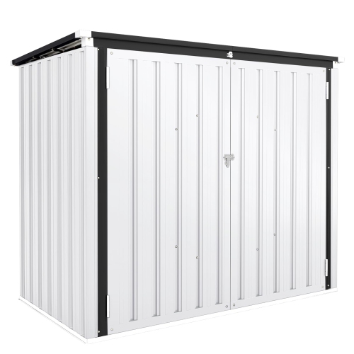 AECOJOY Outdoor Trash Can Storage Shed 46 Cu.Ft, Horizontal Cabinet Waterproof, White