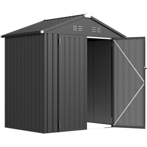 AECOJOY 6' x 4' Storage Shed, Metal Sheds & Outdoor Storage Clearance, Utility and Tool Garden Shed with Lockable Doors