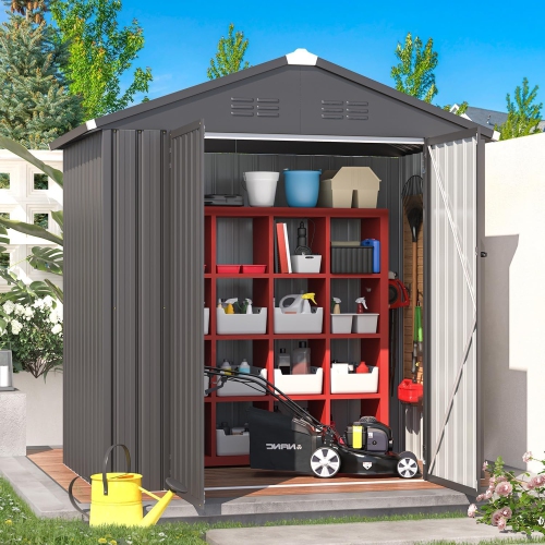 AECOJOY 6' x 4' Storage Shed, Metal Sheds & Outdoor Storage Clearance, Utility and Tool Garden Shed with Lockable Doors