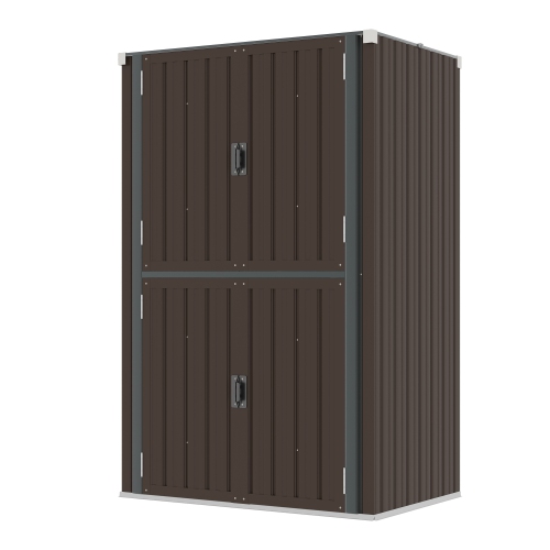 AECOJOY Outdoor Storage Cabinet Weatherproof, Lockable Large Vertical Storage Shed with Shelves, Brown