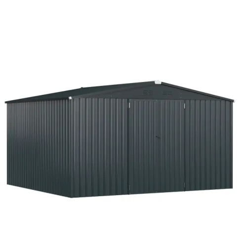 Remises de rangement AECOJOY de 10 x 10 pi, remise en acier avec portes verrouillables, gris foncé