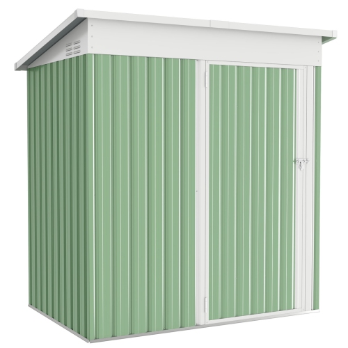 AECOJOY 5' x 3' Outdoor Storage Shed, Small Metal Shed with Design of Lockable Door, Green