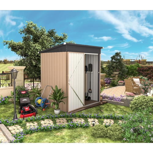 Remise extérieure AECOJOY de 5 x 3 pi, petite remise en métal avec conception de porte verrouillable, gris