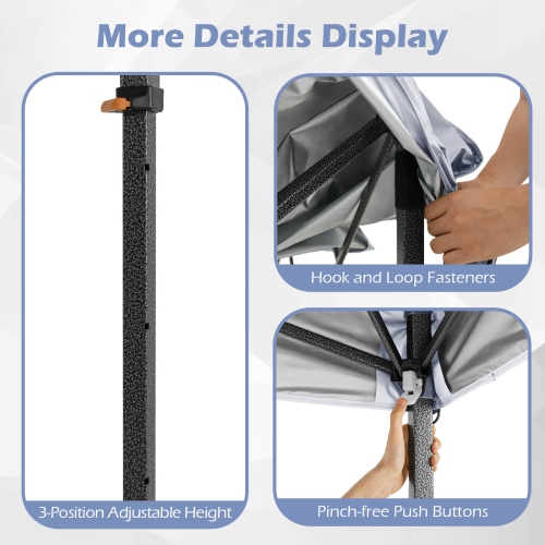 Tente à auvent escamotable de 10 x 10 pi avec sac de transport portatif de Costway 8 piquets 4 cordes à vent rose/jaune/beige/blanc/gris/bleu marine