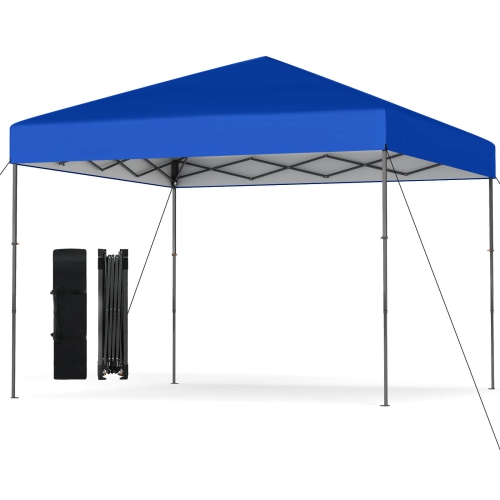 Costway 10 X 10 FT Pop up Canopy Tent with Portable Carrying Bag 8 Stakes 4 Wind Ropes Pink/Yellow/Beige/White/Gray/Navy