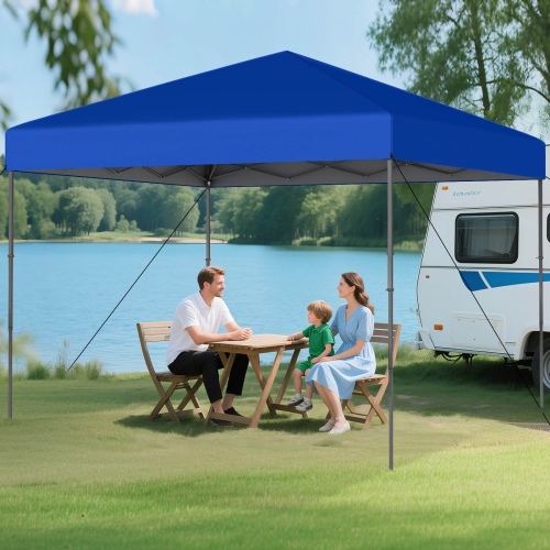 Costway 10 X 10 FT Pop up Canopy Tent with Portable Carrying Bag 8 Stakes 4 Wind Ropes Pink/Yellow/Beige/White/Gray/Navy