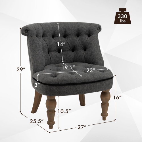 Set of 2 Upholstered Slipper Chairs with Beech Wood Legs for Living Room or Bedroom