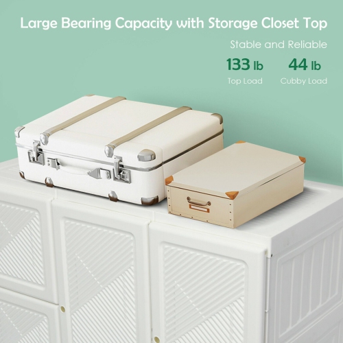 Fold able Clothes Armoire with 12 Cubby Storage for Bedroom or Closet Organization