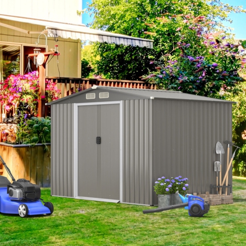Galvanized Steel Storage Shed for Garden, Yard, and Outdoor Equipment