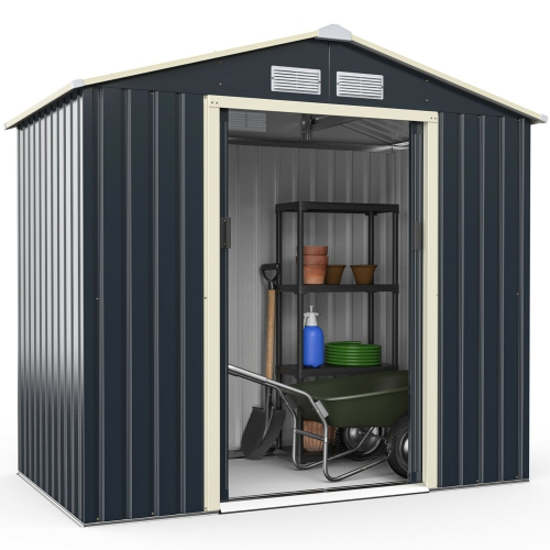 Metal Storage Shed with Sliding Double Lockable Doors for Outdoor Use