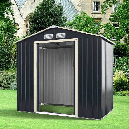 Metal Storage Shed with Sliding Double Lockable Doors for Outdoor Use