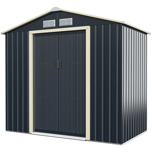 Metal Storage Shed with Sliding Double Lockable Doors for Outdoor Use