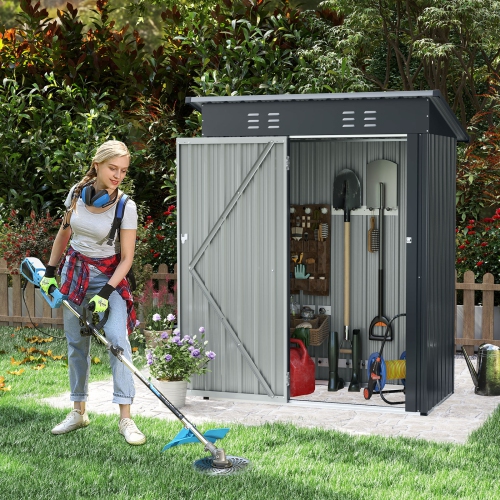 Weather-Resistant Outdoor Storage Shed with Lockable Entry