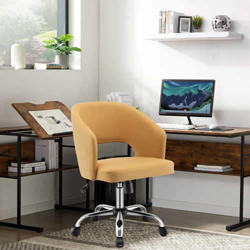 Upholstered Swivel Office Chair with Hollow Back for Desk or Home Office