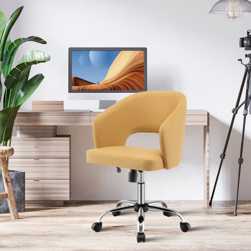 Upholstered Swivel Office Chair with Hollow Back for Desk or Home Office