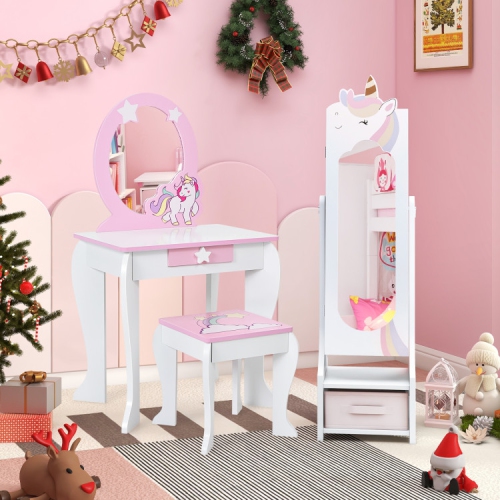 Armoire à bijoux pour enfants avec rangement et angles d'inclinaison réglables