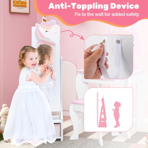 Armoire à bijoux pour enfants avec rangement et angles d'inclinaison réglables