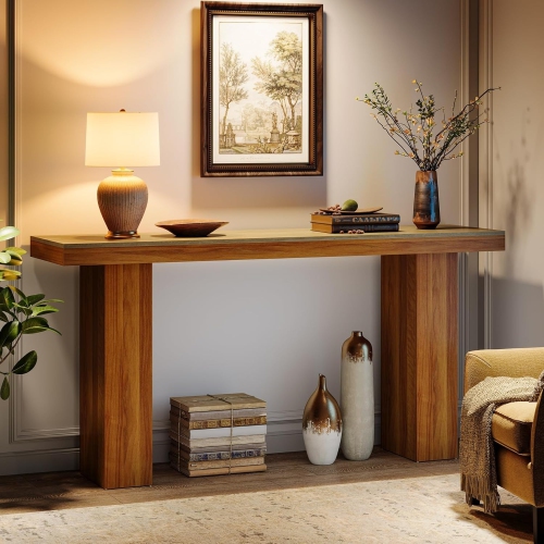 Lantine 62.9-Inch Console Table For Entryway, Wood Long Narrow Sofa Table Behind Couch For Living Room, Hallway