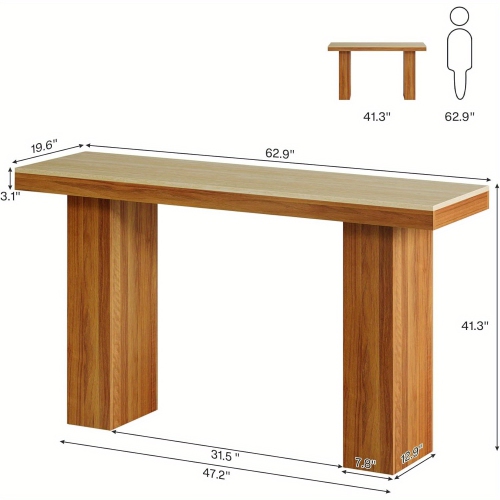 Lantine 62.9-Inch Console Table For Entryway, Wood Long Narrow Sofa Table Behind Couch For Living Room, Hallway