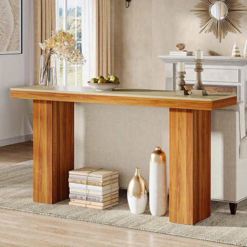 Lantine 62.9-Inch Console Table For Entryway, Wood Long Narrow Sofa Table Behind Couch For Living Room, Hallway