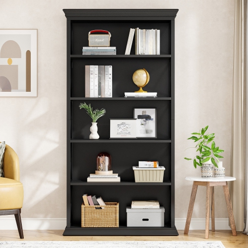 Lantine Multi-Tier Bookcase, Modern Bookshelves And Bookcases, Floor Standing 5 Shelf Display Storage Shelves Tall Bookcase For Home Office, Living