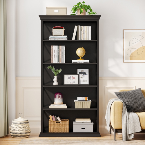 Lantine Multi-Tier Bookcase, Modern Bookshelves And Bookcases, Floor Standing 5 Shelf Display Storage Shelves Tall Bookcase For Home Office, Living