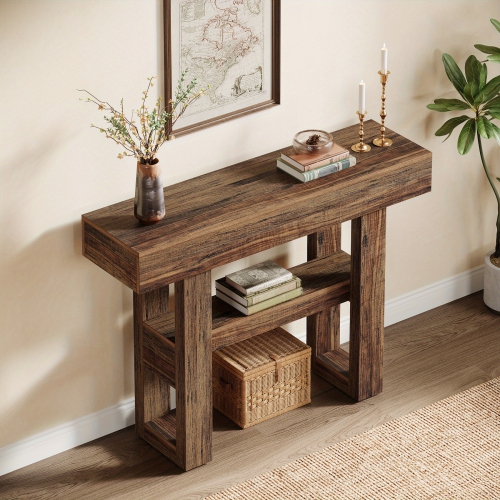 Lantine – Console de 41,34&nbsp;po, table de canapé étroite à 2 niveaux derrière le canapé, meuble d'entrée avec tablettes de rangement pour le