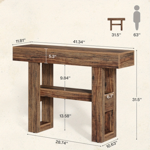 Lantine – Console de 41,34&nbsp;po, table de canapé étroite à 2 niveaux derrière le canapé, meuble d'entrée avec tablettes de rangement pour le