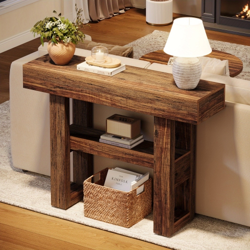 Lantine – Console de 41,34&nbsp;po, table de canapé étroite à 2 niveaux derrière le canapé, meuble d'entrée avec tablettes de rangement pour le
