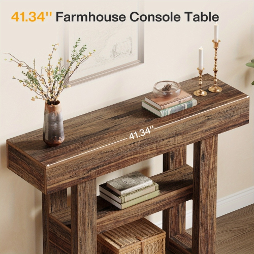 Lantine – Console de 41,34&nbsp;po, table de canapé étroite à 2 niveaux derrière le canapé, meuble d'entrée avec tablettes de rangement pour le
