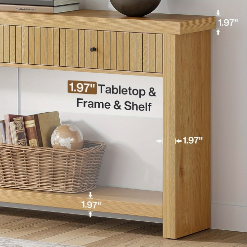 Lantine – Table console 70.9 po avec 3 tiroirs, très longue table d'entrée, table de canapé en bois, mobilier en chêne avec tablettes de