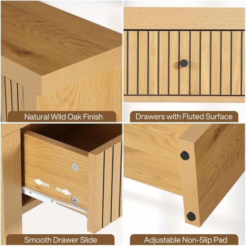 Lantine – Table console 70.9 po avec 3 tiroirs, très longue table d'entrée, table de canapé en bois, mobilier en chêne avec tablettes de