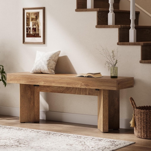 Lantine – Banc d'entrée en bois de 47&nbsp;po, banc d'extrémité intérieur champêtre, banc longue table pour chambre, couloir, entrée, extrémité de lit